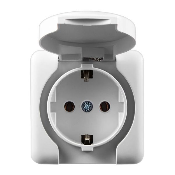 VIOLA Розетка с\з с крышкой керамика белый 16А 250V LEZARD