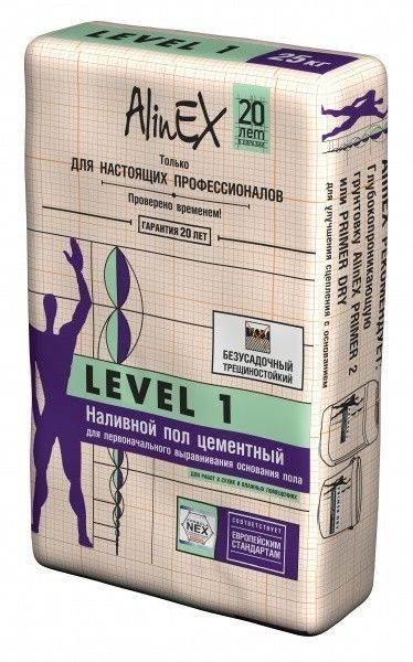 Наливой пол Alinex LEVEL 1.25 кг (цементный) Наливой пол Alinex LEVEL 1.25 кг (цементный)