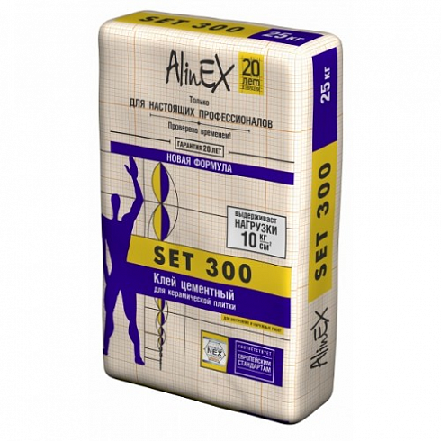 Клей AlinEX SET 300. 25кг (для плитки, серый)